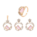 Parure de Bijoux Dorée Pierres Rose Poudré & Étoiles