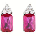 Boucles d'Oreilles Cristal Fuchsia & Couronne Éclatante
