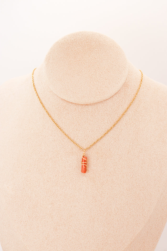 Collier Pendentif Mini Pilier Jade "Fleurs de Prunier