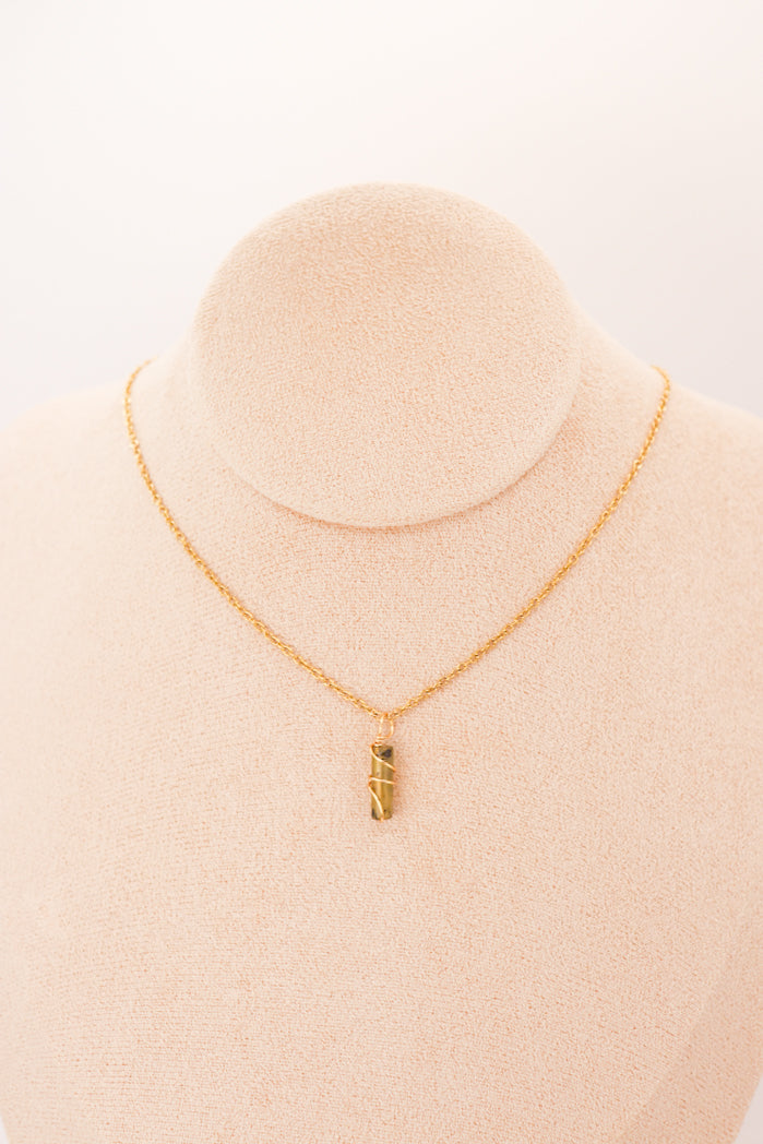 Collier Pendentif Mini Pilier Jade "Fleurs de Prunier